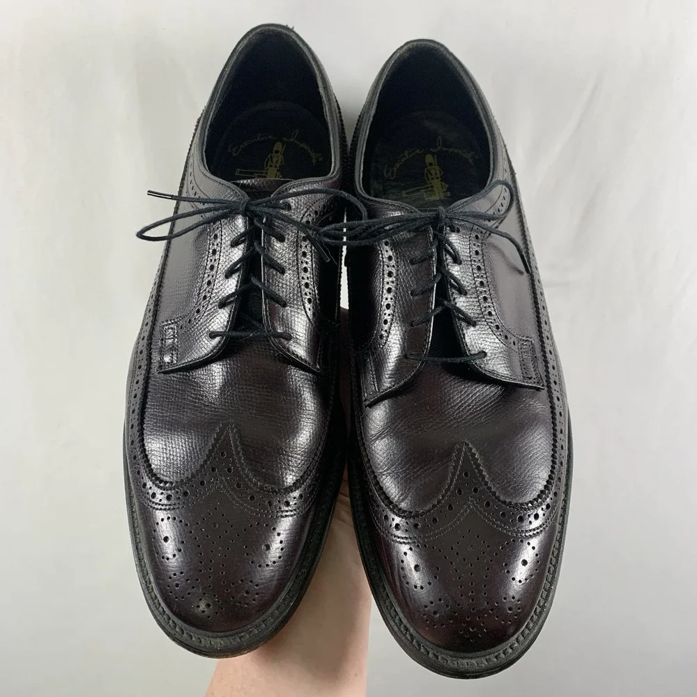 Executive Imperial Mens Brogue Wingtip Derby Dress Shoes Size 11 D Burgundy USA